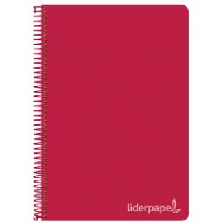 Liderpapel Witty BF34 - Bloc espiral, tamaño folio, tapa dura, 80 hojas de 90 gr, cuadrícula de 4 mm, con margen, color rojo
