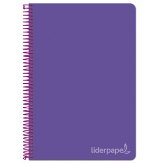 Liderpapel Witty BF37 - Bloc espiral, tamaño folio, tapa dura, 80 hojas de 90 gr, cuadrícula de 4 mm, con margen, color violeta