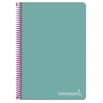 Liderpapel Witty BV03 - Bloc espiral, tamaño folio, tapa dura, 80 hojas de 90 gr, cuadrícula de 4 mm, con margen, color turquesa
