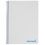 Liderpapel Wonder BA87 - Bloc espiral, tamaño A4, tapa de plástico, 120 hojas de 90 gr, cuadrícula de 5 mm, sin margen, microperforado, 4 taladros, color gris