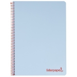 Liderpapel Wonder BJ14 - Bloc espiral, tamaño A5, tapa de plástico, 120 hojas de 90 gr, cuadrícula de 5 mm, sin margen, microperforado, 6 taladros, color celeste