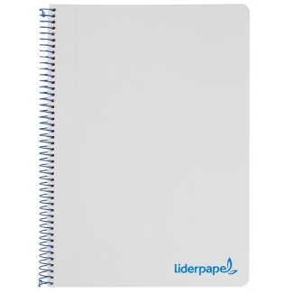 Liderpapel Wonder BJ69 - Bloc espiral, tamaño A5, tapa de plástico, 120 hojas de 90 gr, cuadrícula de 5 mm, sin margen, microperforado, 6 taladros, color gris