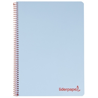 Liderpapel Wonder TH01 - Bloc espiral, tamaño A4, tapa de plástico, 80 hojas de 90 gr, cuadrícula de 4 mm, con margen, color celeste