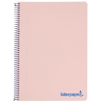 Liderpapel Wonder TH02 - Bloc espiral, tamaño A4, tapa de plástico, 80 hojas de 90 gr, cuadrícula de 4 mm, con margen, color rosa