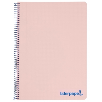 Liderpapel Wonder TH02 - Bloc espiral, tamaño A4, tapa de plástico, 80 hojas de 90 gr, cuadrícula de 4 mm, con margen, color rosa