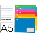 Liderpapel Write LB60 - Libreta grapada, tamaño A5 apaisado, tapa blanda, 32 hojas de 60 gr, pauta estrecha de 2,5 mm, con margen, colores surtidos