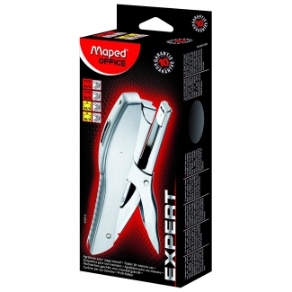 Maped Expert XL 450510 - Grapadora de tenaza, 40 hojas de capacidad, usa grapas 22/6 - 24/6 - 24/8 - 26/6 - 26/8, color plata