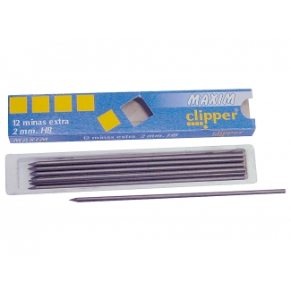 Maxim PM000200 - Minas de grafito, 2 mm HB, estuche de 12 unidades