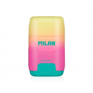 Milan Sunset 4721116 - Sacapuntas metálico, con 2 orificios, con goma de borrar, colores surtidos