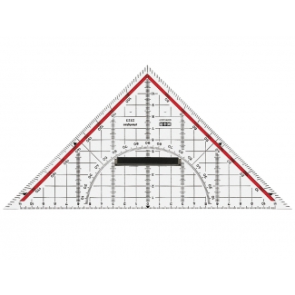 Mor - Escuadra de geometría, plástico, hipotenusa de 25 cm, transparente