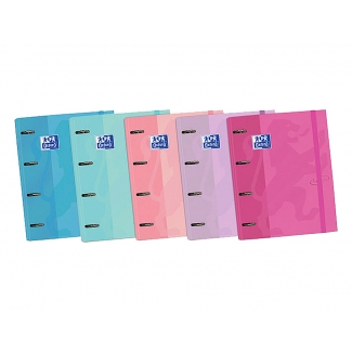 Oxford 400119130 - Carpeta de anillas con recambio, 4 anillas mixtas de 35 mm, cartón forrado, tamaño A4+, colores surtidos pastel