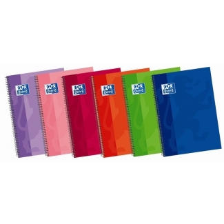 Oxford Classic - Bloc espiral, tamaño cuarto, tapa dura, 80 hojas de 90 gr, cuadrícula de 4 mm, con margen, colores surtidos
