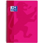 Oxford Classic - Bloc espiral, tamaño folio, tapa de polipropileno, 80 hojas de 90 gr, cuadrícula de 4 mm, con margen, color fucsia