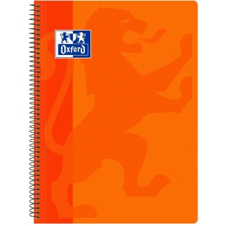 Oxford Classic - Bloc espiral, tamaño folio, tapa de polipropileno, 80 hojas de 90 gr, cuadrícula de 4 mm, con margen, color naranja