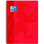Oxford Classic - Bloc espiral, tamaño folio, tapa de polipropileno, 80 hojas de 90 gr, cuadrícula de 4 mm, con margen, color rojo
