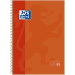 Oxford European Book 1 - Bloc espiral, tamaño A4, tapa dura, 80 hojas de 90 gr, cuadrícula de 5 mm, sin margen, microperforado, 4 taladros, color naranja