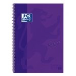 Oxford European Book 1 Touch - Bloc espiral, tamaño A4+, tapa dura, 80 hojas de 90 gr, cuadrícula de 5 mm, sin margen, microperforado, 4 taladros, color lila