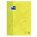 Oxford European Book 1 Touch - Bloc espiral, tamaño A4+, tapa dura, 80 hojas de 90 gr, cuadrícula de 5 mm, sin margen, microperforado, 4 taladros, color lima