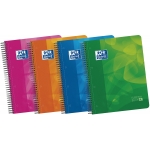 Oxford European Book - Bloc espiral, tamaño A4, tapa de polipropileno, 120 hojas de 90 gr, rayado horizontal, sin margen, microperforado, 4 taladros, 3 separadores, colores surtidos