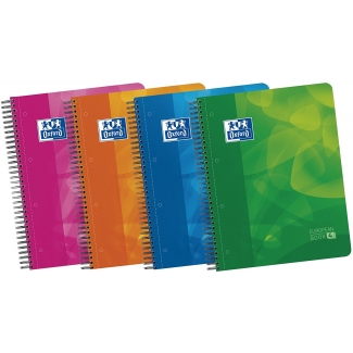 Oxford European Book - Bloc espiral, tamaño A4, tapa de polipropileno, 120 hojas de 90 gr, rayado horizontal, sin margen, microperforado, 4 taladros, 3 separadores, colores surtidos