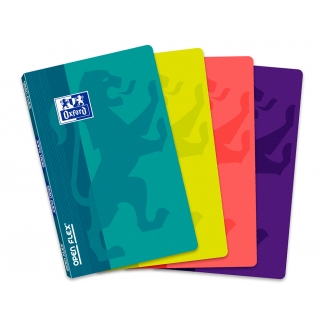 Oxford OpenFlex - Libreta grapada, tamaño 90 mm x 140 mm, tapa de plástico, 48 hojas de 90 gr, cuadrícula de 5 mm, doble margen, colores surtidos