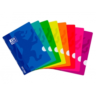 Oxford OpenFlex - Libreta grapada, tamaño A4, tapa de plástico, 48 hojas de 90 gr, cuadrícula de 4 mm, doble margen, colores surtidos