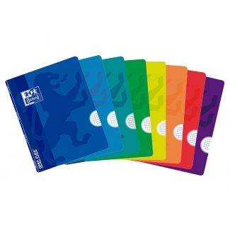 Oxford OpenFlex - Libreta grapada, tamaño A4, tapa de plástico, 48 hojas de 90 gr, cuadrícula de 5 mm, doble margen, colores surtidos