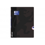 Oxford Openflex - Libreta grapada, tamaño A4, tapa de plástico, 48 hojas de 90 gr, rayado horizontal, doble margen, color negro