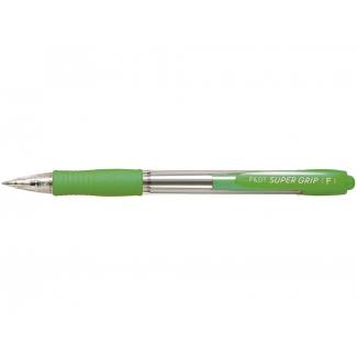 Pilot Super Grip - Bolígrafo de tinta de aceite, punta redonda de 1 mm, retráctil, sujeción de caucho y grip de color verde claro, color azul