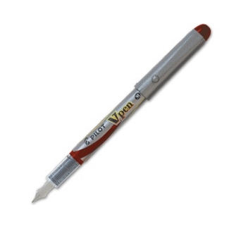 Pilot V-Pen Silver - Pluma desechable, trazo de 0,4 mm, color rojo