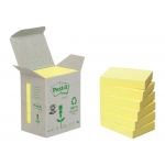 Post-it 653 - Bloc de notas adhesivas recicladas, 38 x 51 mm, color amarillo, pack de 24 blocs de 100 hojas