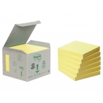 Post-it 654 - Bloc de notas adhesivas recicladas, 76 x 76 mm, color amarillo, pack de 16 blocs de 100 hojas