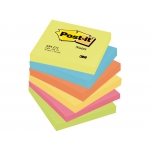 Post-it 654 EN - Bloc de notas adhesivas, 76 x 76 mm, colores energía (amarillo, amarillo neón, celeste, naranja, rosa y verde), pack de 6 blocs de 100 hojas