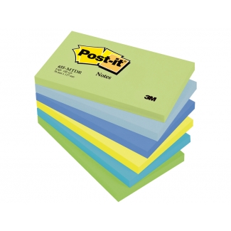 Post-it 655-MTDR - Bloc de notas adhesivas, 76 x 127 mm, colores ultra intenso (amarillo, azul, celeste, turquesa, verde y verde neón), pack de 6 blocs de 100 hojas