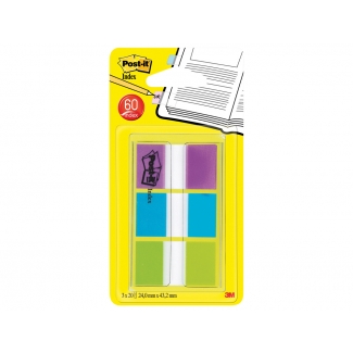 Post-it 680-roy - Banderitas separadoras, pack de 3 con 20 hojas, colores azul, lima y violeta