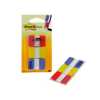 Post-it 686-ryb - Banderitas separadoras rigidas, pack de 3 con 22 hojas, colores amarillo, azul y rojo