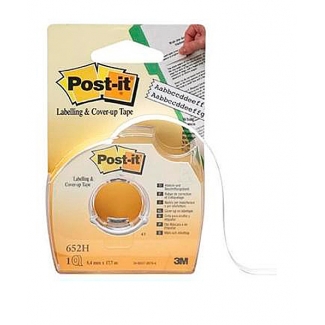 Post-it 70071088382 (652-H) - Cinta adhesiva, 2 lineas en portarrollo especial para ocultar y etiquetar, 8 mm x 18 mt