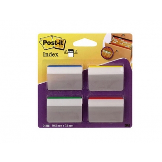 Post-it 70071355427 - Banderitas separadoras inclinadas, grandes, pack de 4 con 24 hojas (6 hojas por color), colores amarillo, azul, rojo y verde