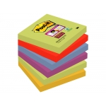 Post-it Super Sticky 654-6SS-MAR-EU - Bloc de notas adhesivas, 76 x 76 mm, colores Marrakesh (verde, rojo, azul, violeta y amarillo), pack de 6 blocs de 90 hojas