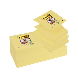 Post-it Super Sticky R330-12SS-CY - Bloc de notas adhesivas, 76 x 76 mm z-notes, color amarillo canario, pack de 12 blocs de 100 hojas