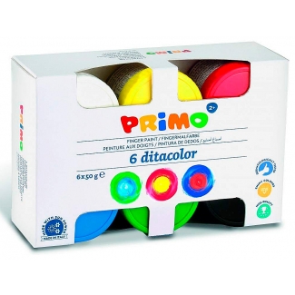 Primo 226TD50S - Pintura de dedos, 6 colores surtidos, bote de 50 g