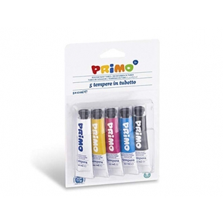 Primo 442T5BL - Témpera, colores surtidos, estuche de 5 tubos de aluminio de 12 ml