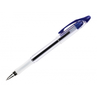 Q-Connect Delta KF00376 - Bolígrafo de tinta de aceite, punta redonda de 1 mm, sujeción de caucho, color azul