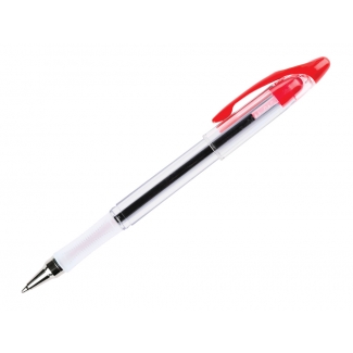 Q-Connect Delta KF00377 - Bolígrafo de tinta de aceite, punta redonda de 1 mm, sujeción de caucho, color rojo
