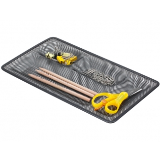 Q-Connect KF00867 - Bandeja organizador de sobremesa, metálica, con 4 departamentos, color negro