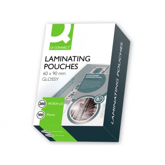 Q-Connect KF01210 - Fundas para plastificar, N.I.F (90 x 60 mm), 200 micras, caja de 100