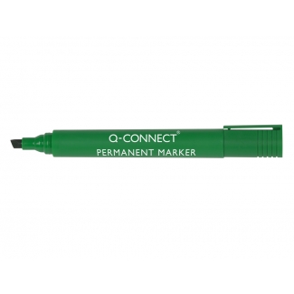 Q-Connect KF01774 - Rotulador permanente, punta biselada, color verde