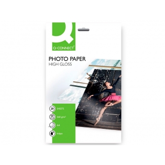 Q-Connect KF02163 - Papel foto glossy, A4, 260 gramos, bolsa de 20 hojas