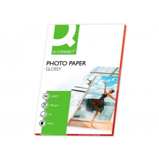 Q-Connect KF02771 - Papel fotográfico, brillo, tamaño A4, 180 gramos, paquete de 50 hojas