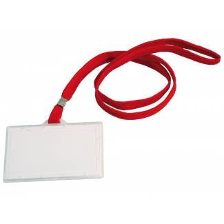 Q-Connect KF03303 - Identificador con cordón rojo plano, apertura lateral, 60 mm x 94 mm